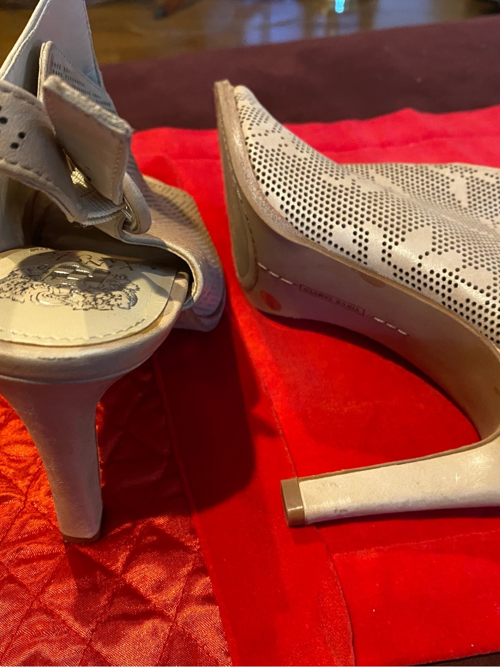 Vince Camuto Perforated Beige Pointed-Toe High Heels